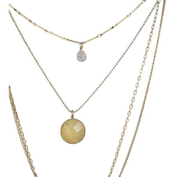 Multistrand Multilayer Four Strand Gold and Silver Tone Necklace - Picture 3 of 4